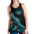 Hawaii Polynesian Women Tank Top - Turtle With Blooming Hibiscus Turquoise - Polynesian Pride