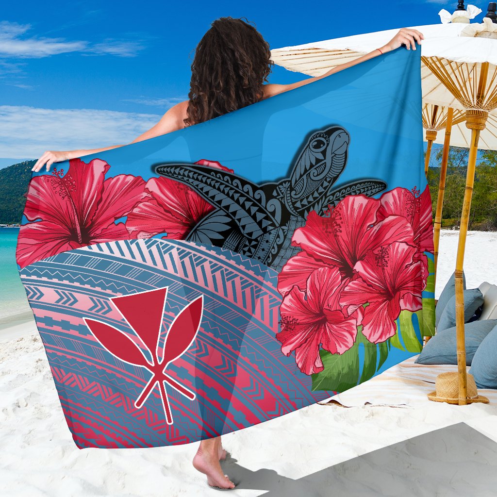 Hawaii Turtle Hibiscus Kanaka Pink Style - Sarong AH Sarong One Size Blue - Polynesian Pride