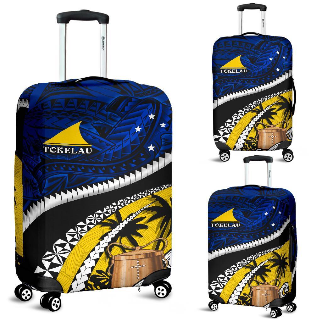 Tokelau Luggage Cover Polynesian Shark Tattoo Blue - Polynesian Pride