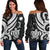 Nauru Women's Off Shoulder Sweater - White Tentacle Turtle White - Polynesian Pride