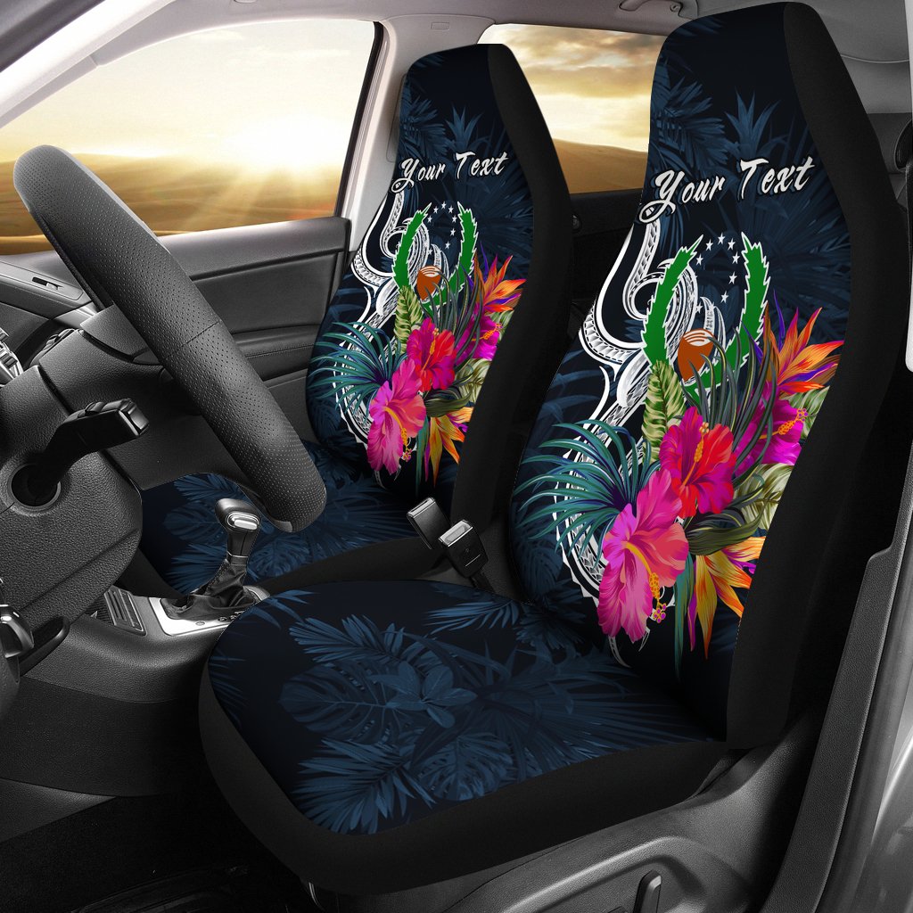 Pohnpei Micronesia Custom Personalised Car Seat Covers - Tropical Flower Universal Fit Blue - Polynesian Pride