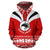 Maori Aotearoa Silver Fern Zip up Hoodie Red Medal Version - Polynesian Pride