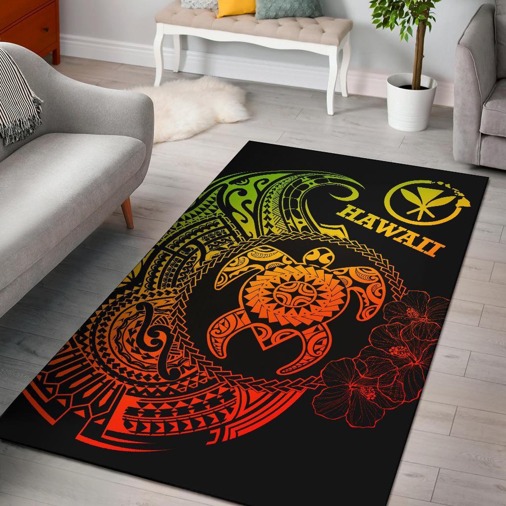 Hawaii Polynesian Area Rug - Vintage Polynesian Turtle (Reggae) Reggae - Polynesian Pride