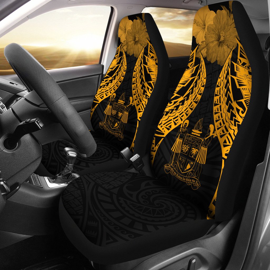 Fiji Polynesian Car Seat Covers Pride Seal And Hibiscus Gold Universal Fit Gold - Polynesian Pride