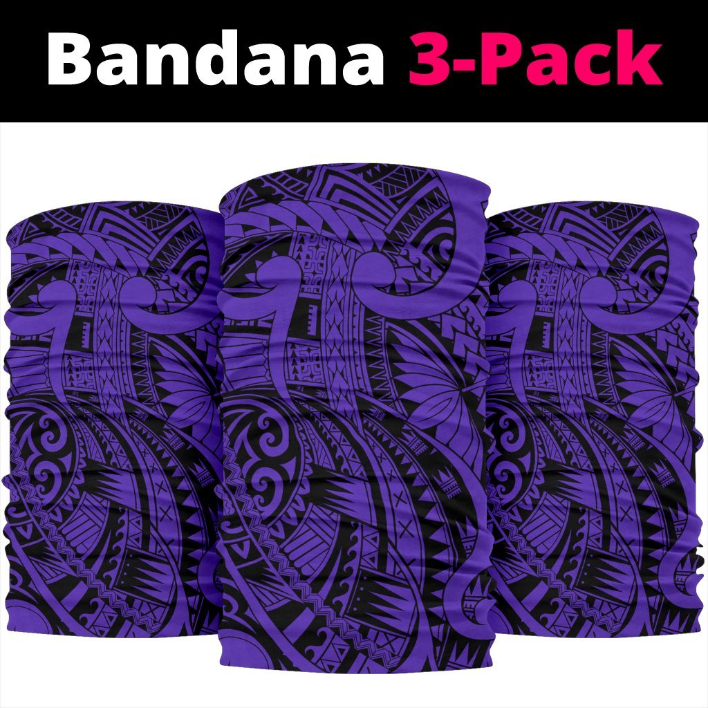 Polynesian Curly Tatau Purple Unisex Bandana One Size Purple - Polynesian Pride