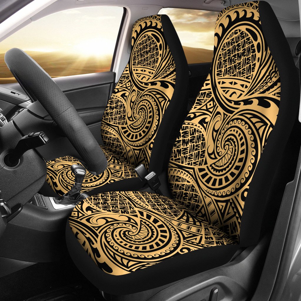 Polynesian Car Seat Cover - Polynesian Tattoo 07 Universal Fit Yellow Copper - Black - Polynesian Pride