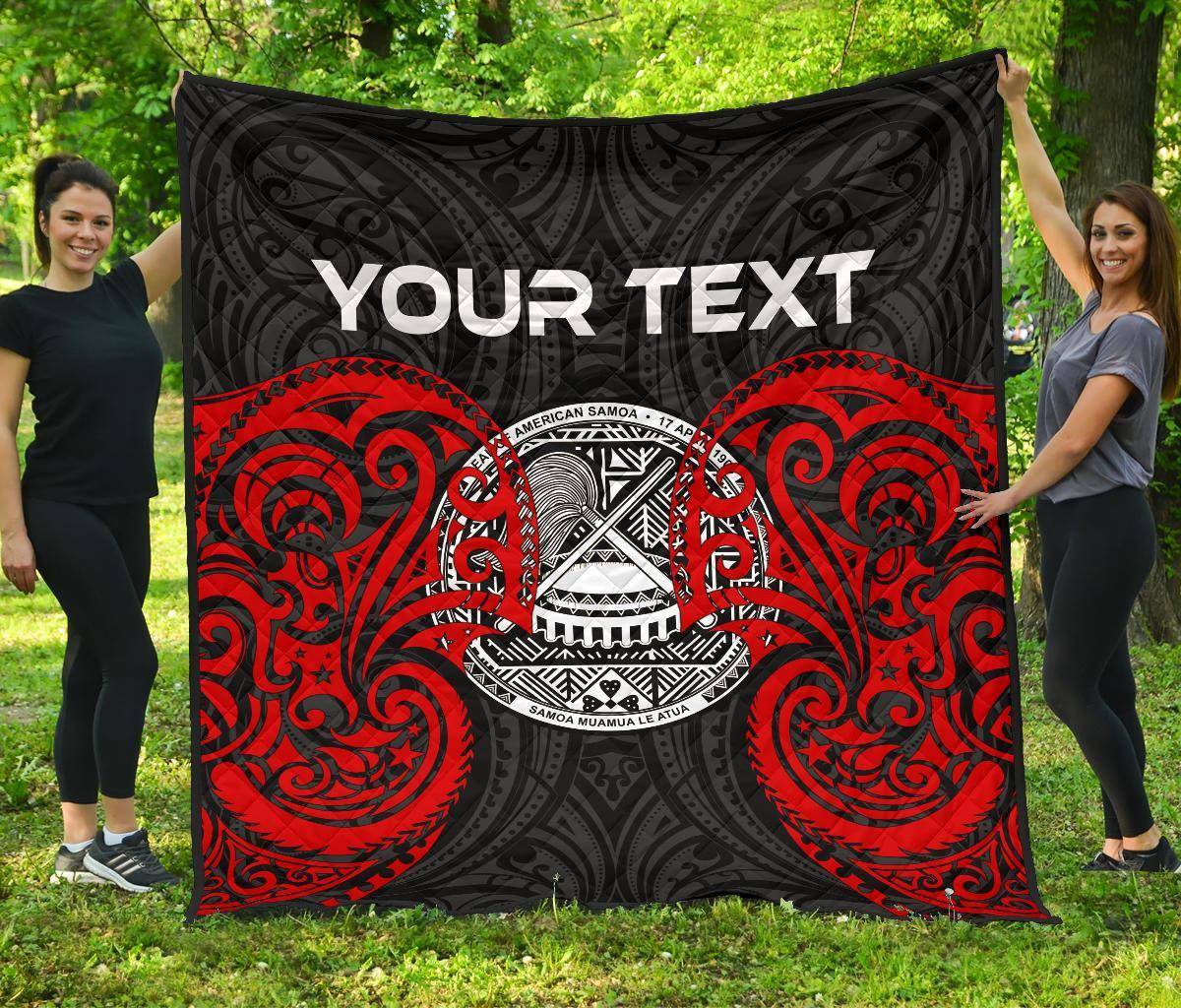 American Samoa Polynesian Custom Personalised Premium Quilt - American Samoan Spirit Red - Polynesian Pride