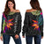 Polynesian Custom Personalised Women's Off Shoulder Sweater - Hibiscus Pattern Black - Polynesian Pride