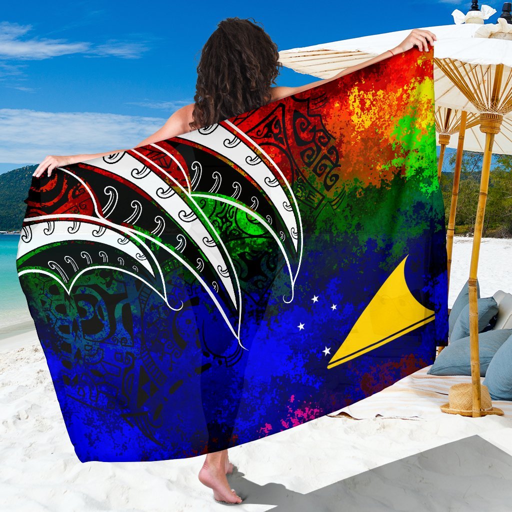 Tokelau Sarong - Tropical Leaf Rainbow Color SARONG ONE SIZE Rainbow Color - Polynesian Pride