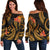 Kosrae Micronesian Women Off Shoulder Sweater - Gold Plumeria Gold - Polynesian Pride