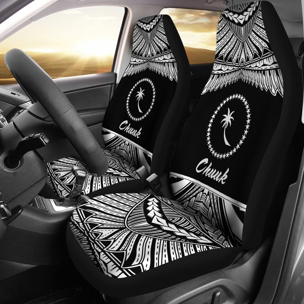 Chuuk Polynesian Car Seat Covers - Pride White Version Universal Fit White - Polynesian Pride