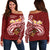 American Samoa Women's Off Shoulder Sweater - AS Seal Polynesian Patterns Plumeria - Polynesian Pride