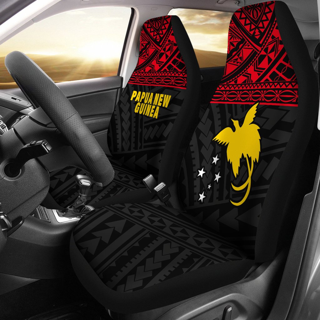 Papua New Guinea Car Seat Covers - Papua New Guinea FLag Polynesian Tattoo Universal Fit Red - Polynesian Pride