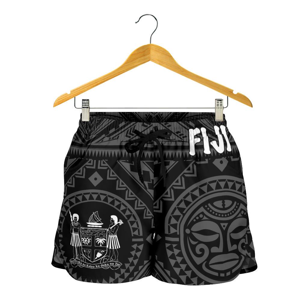 Fiji Women's Shorts - Fiji Seal With Polynesian Tattoo Style (Black) Women Black - Polynesian Pride