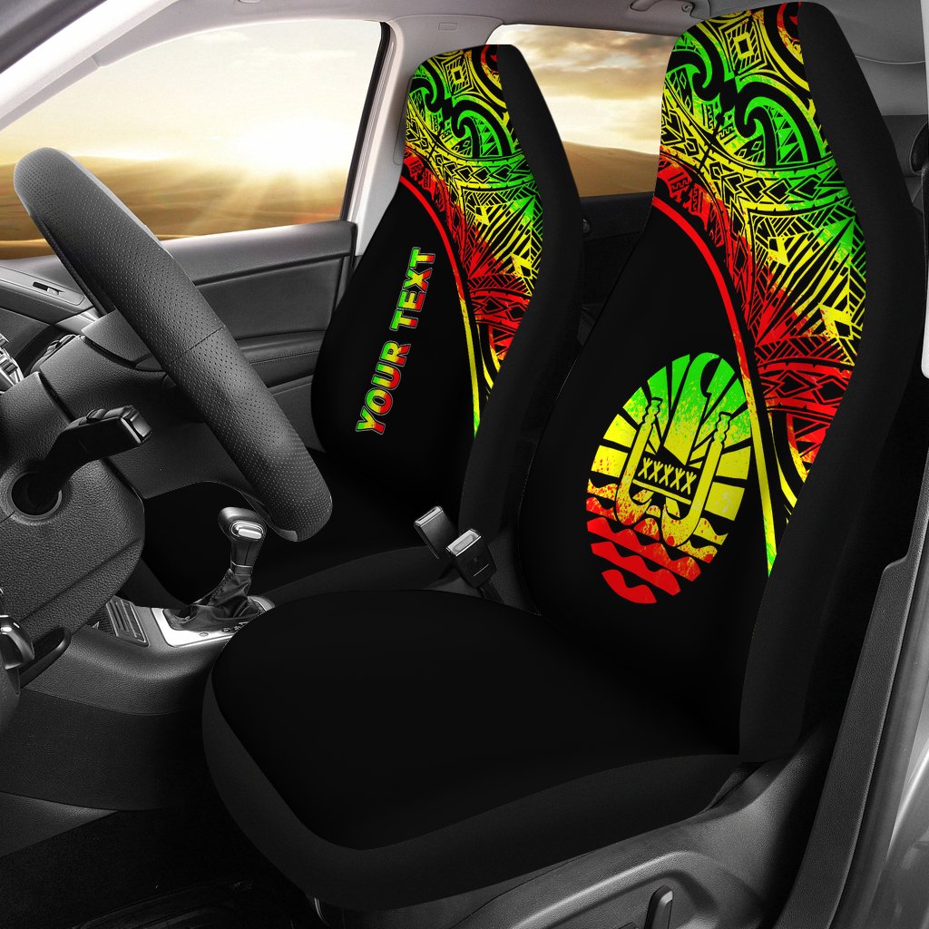 Tahiti Custom Personalised Car Seat Covers - Tahiti Flag Polynesian Reggae Curve Universal Fit Reggae - Polynesian Pride