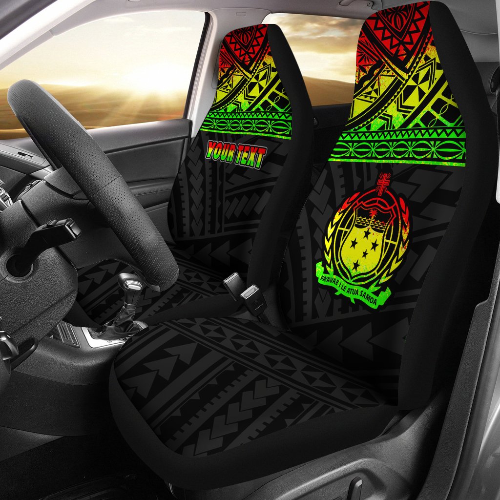 Samoa Custom Personalised Car Seat Covers - Samoa Reggae Coat Of Arms Polynesian Tattoo Universal Fit Reggae - Polynesian Pride