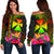 Wallis and Futuna Polynesian Women's Off Shoulder Sweater - Hibiscus and Banana Leaves Art - Polynesian Pride