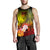 Fiji Men's Tank Top - Humpback Whale with Tropical Flowers (Yellow) - Polynesian Pride