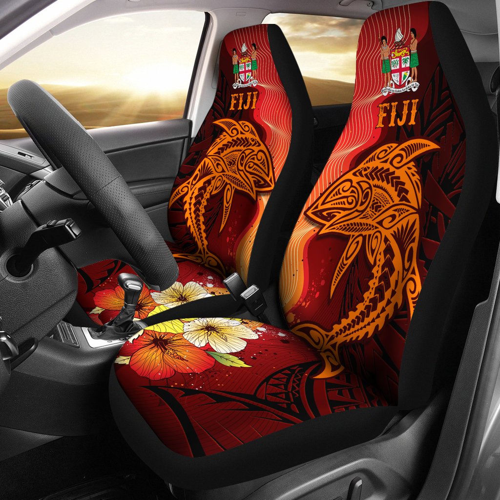 Fiji Car Seat Covers - Tribal Tuna Fish Universal Fit Orange - Polynesian Pride