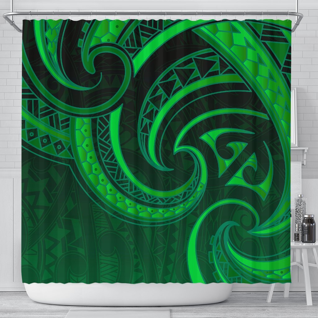 New Zealand Maori Mangopare Shower Curtain Polynesian - Green 177 x 172 (cm) Green - Polynesian Pride