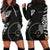 Yap Women's Hoodie Dress - Micronesian Pattern Flash Black Black - Polynesian Pride