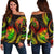 Tahiti Polynesian Off Shoulder Sweater - Reggae Plumeria Art - Polynesian Pride