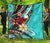 Polynesian Premium Quilt - Tribal Flower With Special Turtles Blue Color - Polynesian Pride