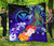 Polynesian Hawaii Premium Quilt - Kanaka Maoli Humpback Whale with Tropical Flowers (Blue) Blue - Polynesian Pride