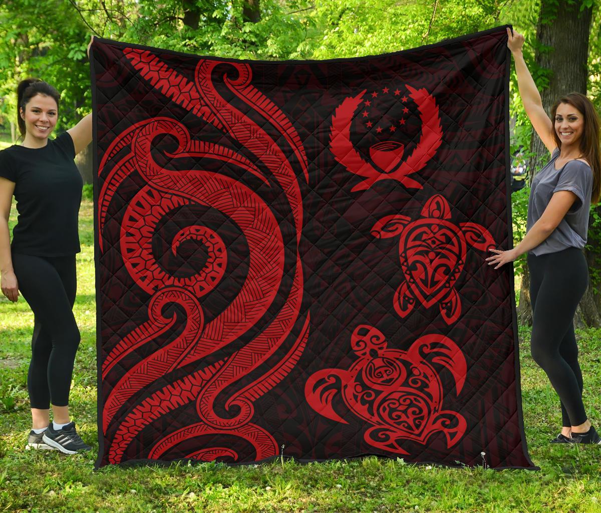 Pohnpei Premium Quilt - Red Tentacle Turtle Red - Polynesian Pride