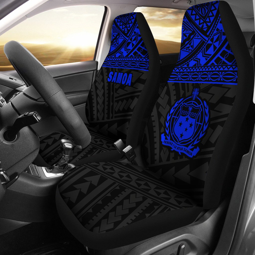 Samoa Car Seat Covers - Samoa Blue Coat Of Arms Polynesian Tattoo Universal Fit Blue - Polynesian Pride