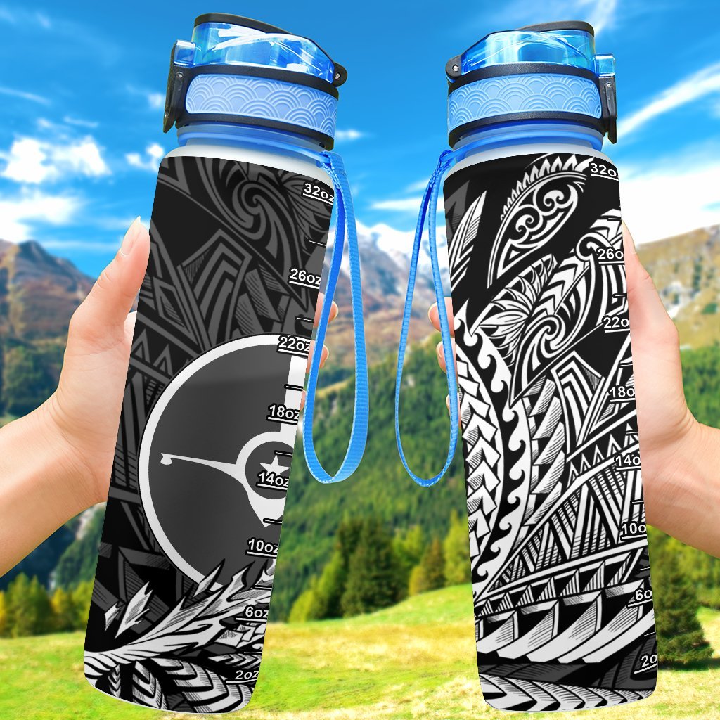 Yap State Hydro Tracking Bottle - Wings Style Hydro Tracking Bottle - Yap 32oz Large Black - Polynesian Pride