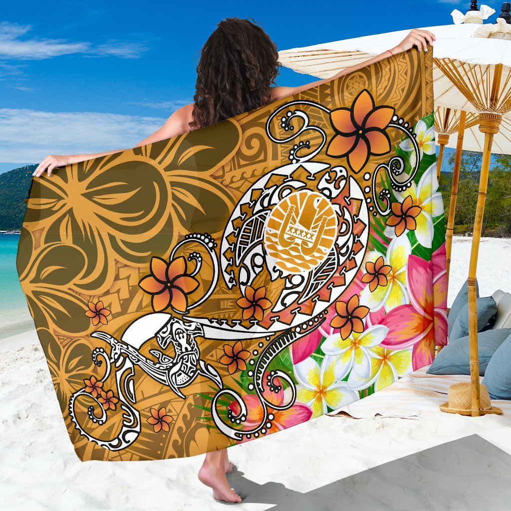 Tahiti Sarong - Turtle Plumeria (Gold) One Style One Size Gold - Polynesian Pride