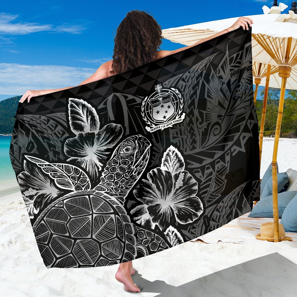 Samoa Sarong - Turtle Hibiscus Pattern Black Women One Size Black - Polynesian Pride