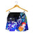 Fiji Women's Shorts - Humpback Whale with Tropical Flowers (Blue) - Polynesian Pride