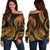 American Samoa Polynesian Off Shoulder Sweater - Gold Plumeria Gold - Polynesian Pride