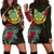 Tuvalu Hoodie Dress - Tuvalu Coat Of Arms Hibiscus Black - Polynesian Pride