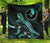 Yap Polynesian Premium Quilt - Turtle With Blooming Hibiscus Turquoise - Polynesian Pride