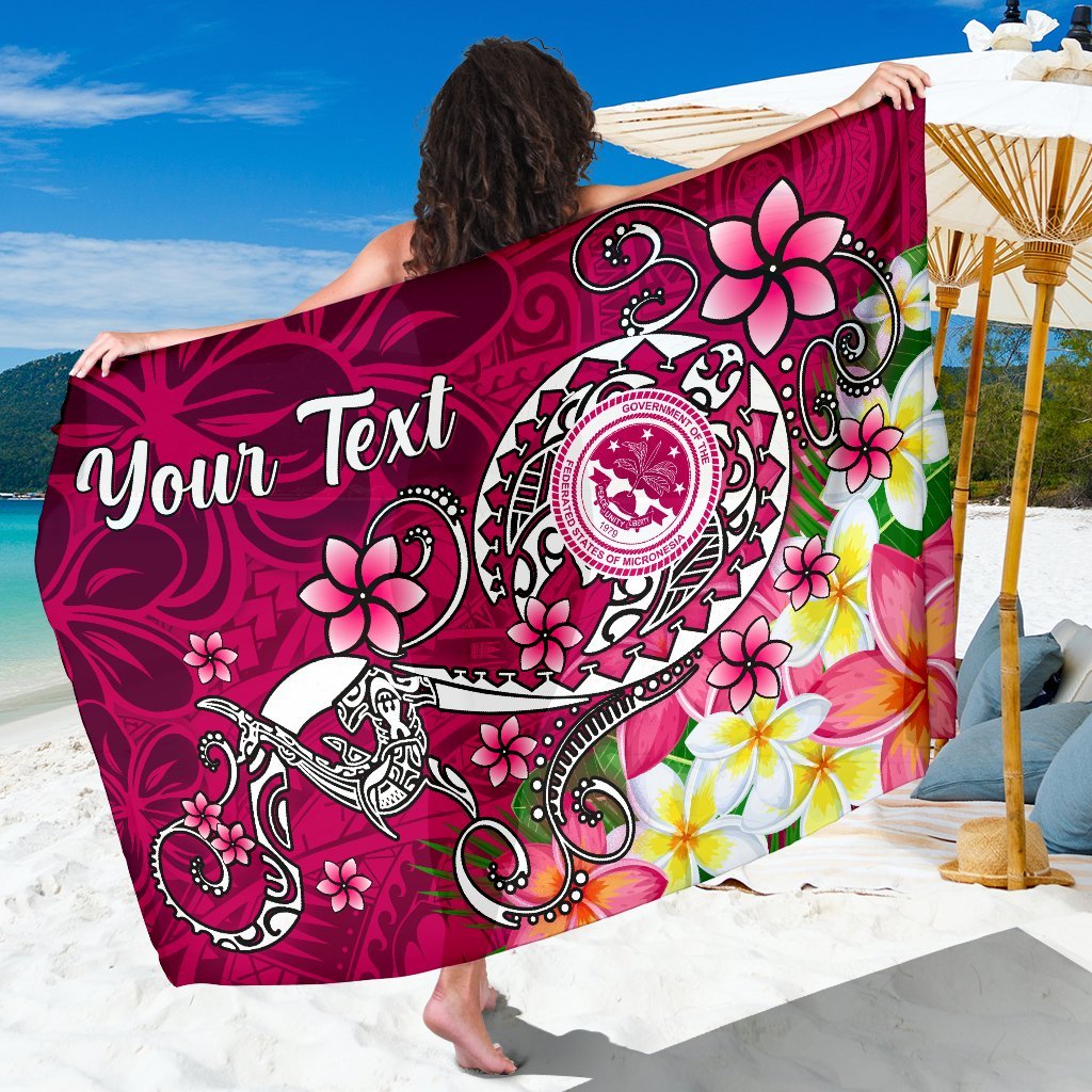 FSM Custom Personalised Sarong - Turtle Plumeria (PINK) One Style One Size Pink - Polynesian Pride