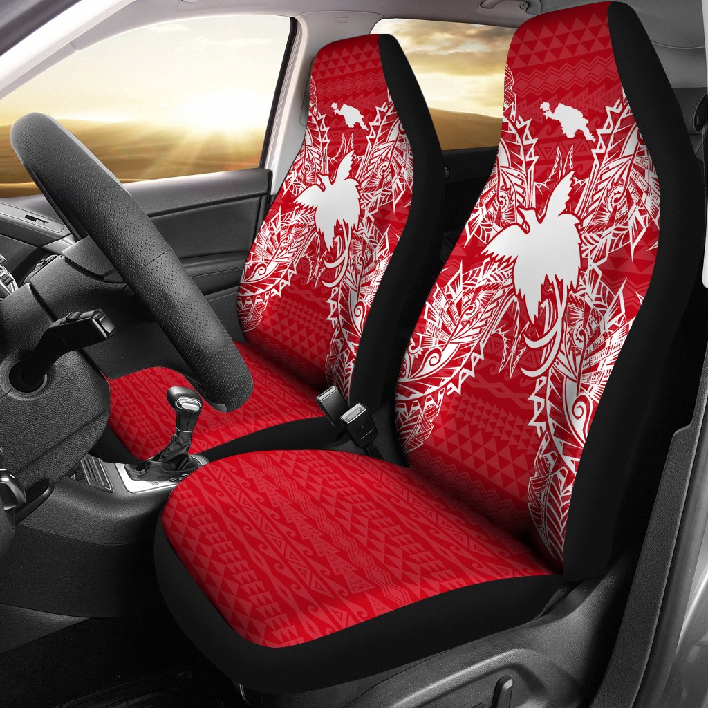 Papua New Guinea Car Seat Cover - Papua New Guinea Flag Map Red White Universal Fit Red - Polynesian Pride