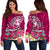 Tonga Women's Off Shoulder Sweater - Turtle Plumeria (Pink) - Polynesian Pride