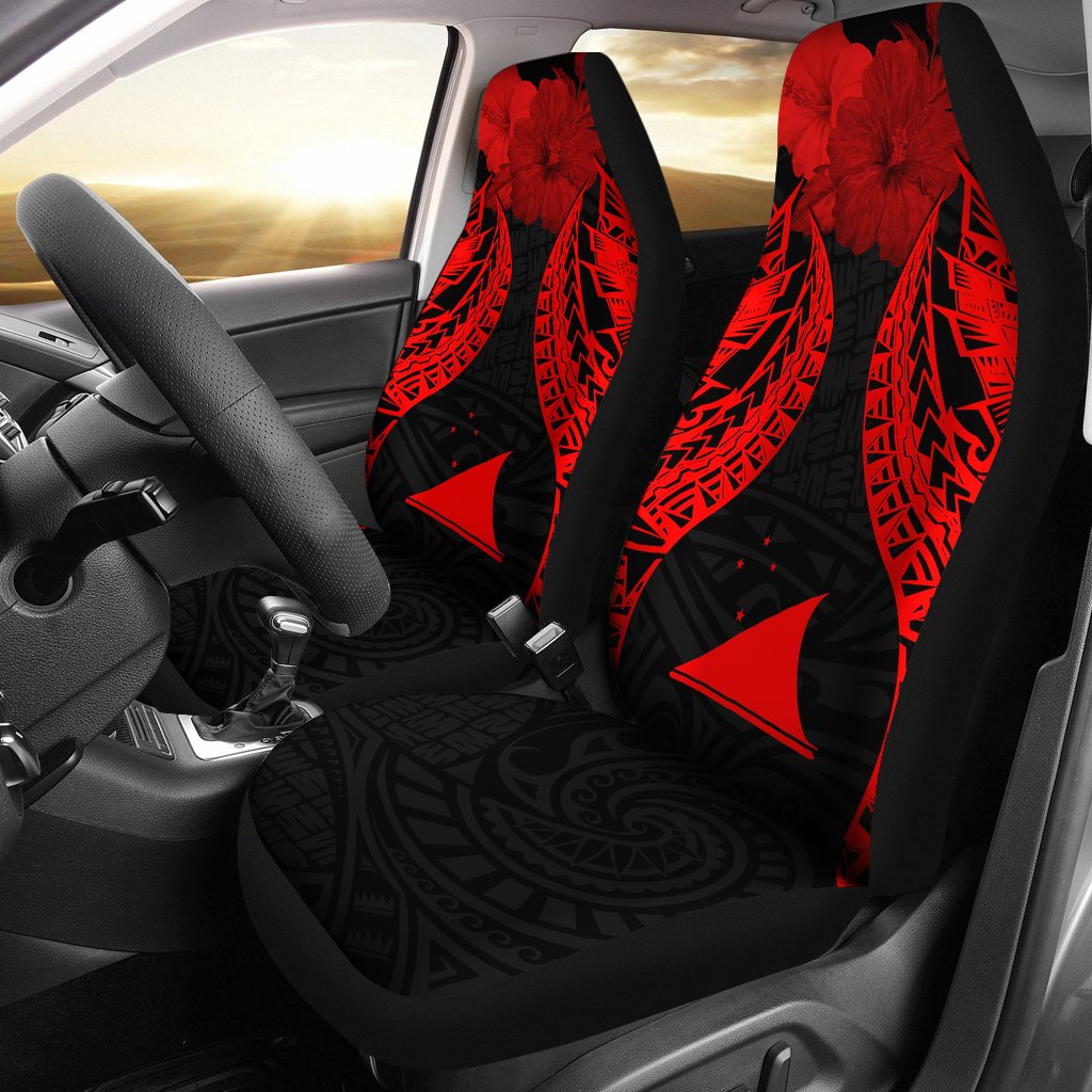 Tokelau Polynesian Car Seat Covers Pride Seal And Hibiscus Red Universal Fit Red - Polynesian Pride