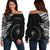 Chuuk Pattern Women's Off Shoulder Sweater - Black Style - FSM Black - Polynesian Pride