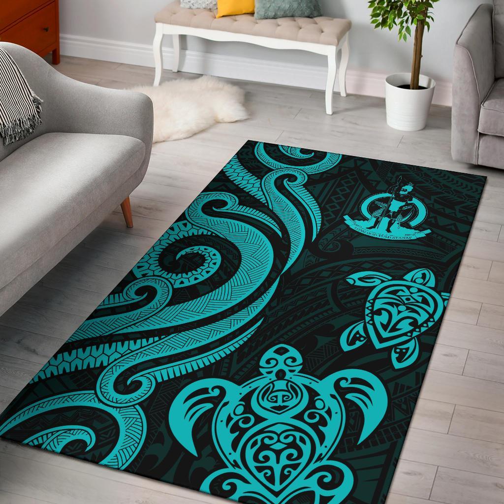 Vanuatu Area Rug - Turquoise Tentacle Turtle Turquoise - Polynesian Pride