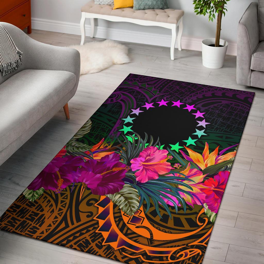 Cook Islands Polynesian Area Rug - Summer Hibiscus Reggae - Polynesian Pride