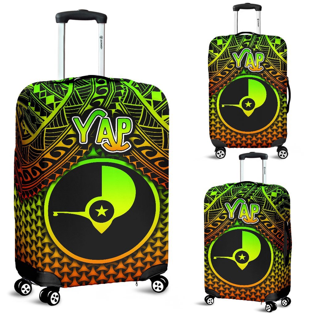 Polynesian Yap Luggage Covers - Reggae Vintage Polynesian Patterns Black - Polynesian Pride