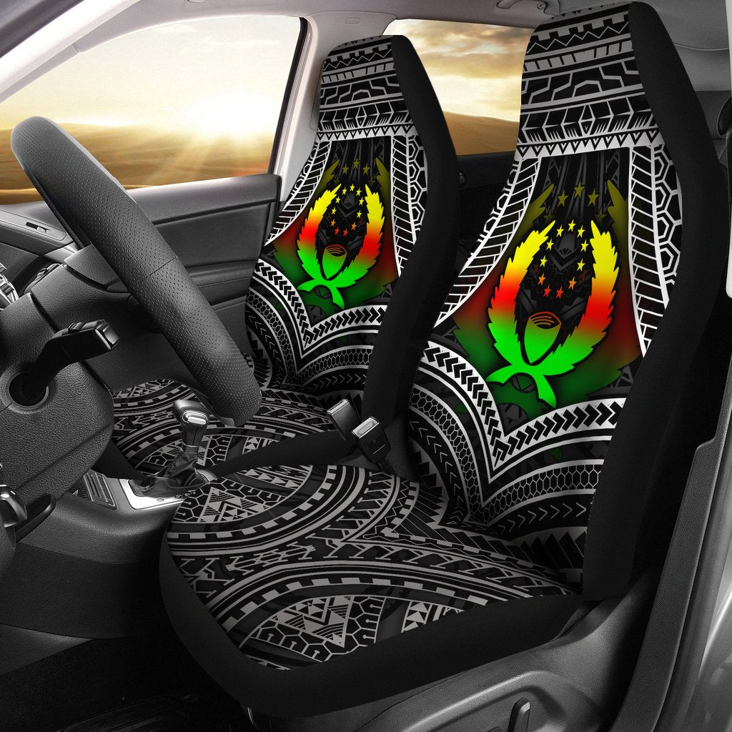 Pohnpei Polynesian Car Seat Covers - Pohnpei Flag Reggae Color Universal Fit Reggae - Polynesian Pride