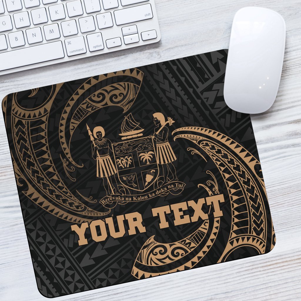 Fiji Polynesian Custom Personalised Mouse Pad - Gold Tribal Wave One Style One Size Black - Polynesian Pride