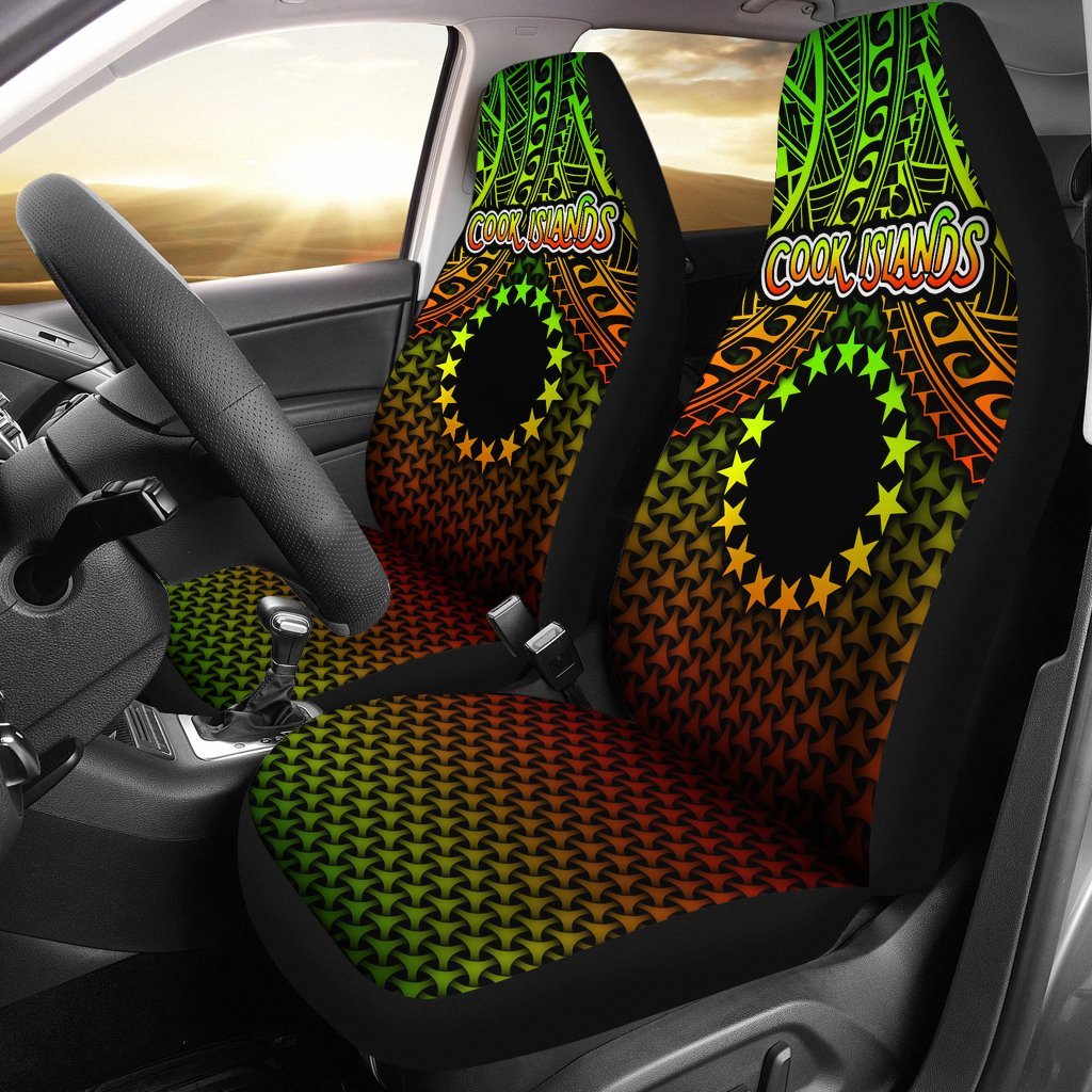 Polynesian Cook Islands Car Seat Covers - Reggae Vintage Polynesian Patter Universal Fit Reggae - Polynesian Pride