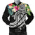 Polynesian American Samoa Men's Bomber Jacket - Summer Plumeria (Black) Black - Polynesian Pride