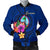 Guam Polynesian Men's Bomber Jacket - Floral With Seal Blue - Polynesian Pride